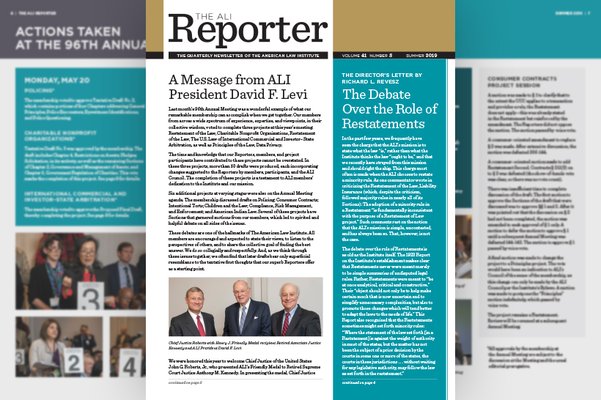 Ali Reporter Summer 2019 American Law Institute